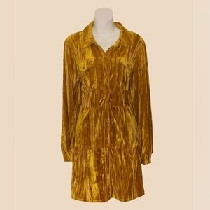 Women's Gorgeous Size Large Shiny Velvet Gold Dress